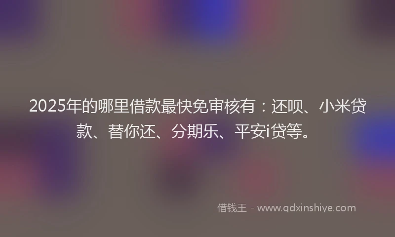 2025年的哪里借款最快免审核有：还呗、小米贷款、替你还、分期乐、平安i贷等。
