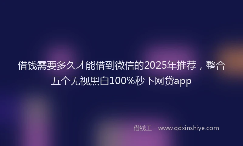 借钱需要多久才能借到微信的2025年推荐，整合五个无视黑白100%秒下网贷app