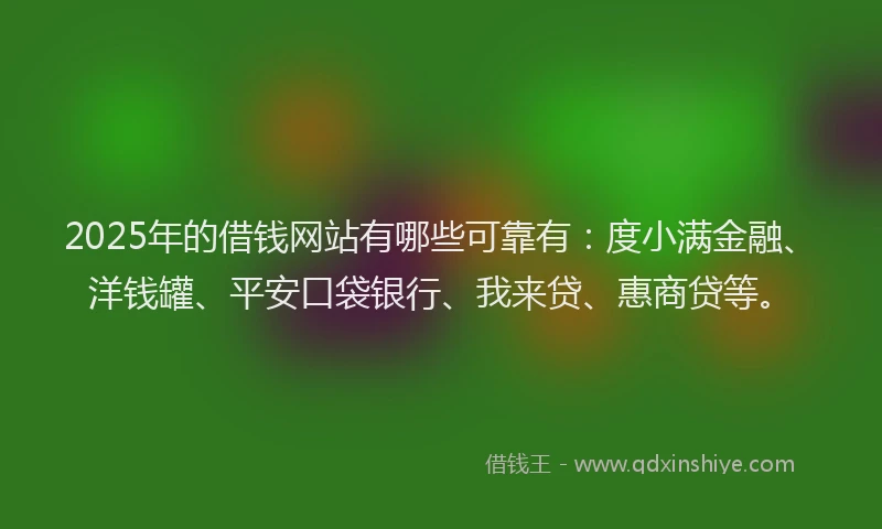 2025年的借钱网站有哪些可靠有：度小满金融、洋钱罐、平安口袋银行、我来贷、惠商贷等。