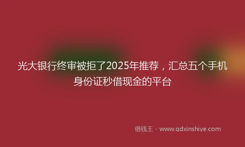 光大银行终审被拒了2025年推荐，汇总五个手机身份证秒借现金的平台