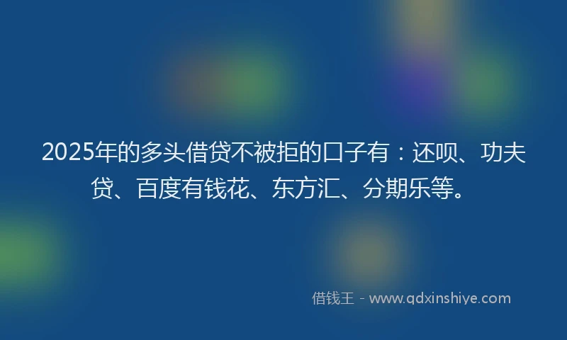 2025年的多头借贷不被拒的口子有：还呗、功夫贷、百度有钱花、东方汇、分期乐等。