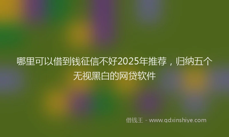 哪里可以借到钱征信不好2025年推荐，归纳五个无视黑白的网贷软件
