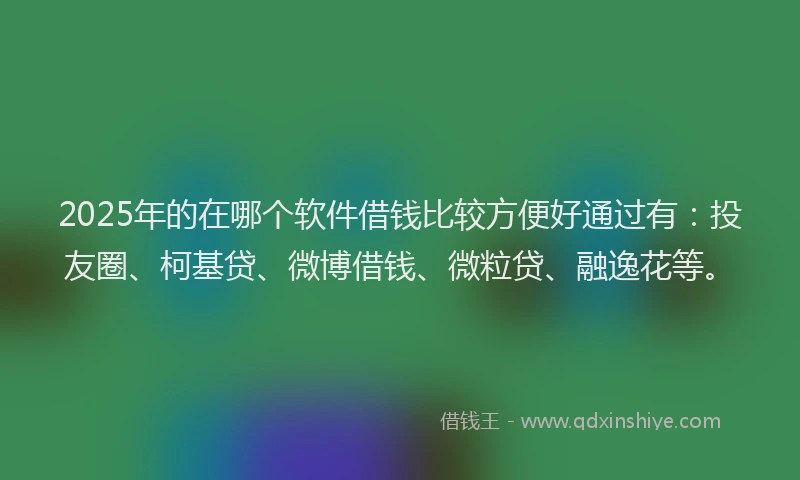2025年的在哪个软件借钱比较方便好通过有：投友圈、柯基贷、微博借钱、微粒贷、融逸花等。
