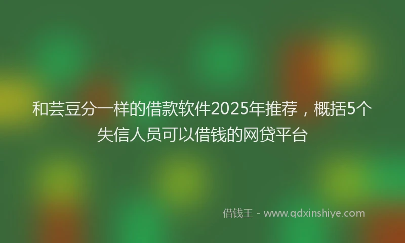 和芸豆分一样的借款软件2025年推荐，概括5个失信人员可以借钱的网贷平台
