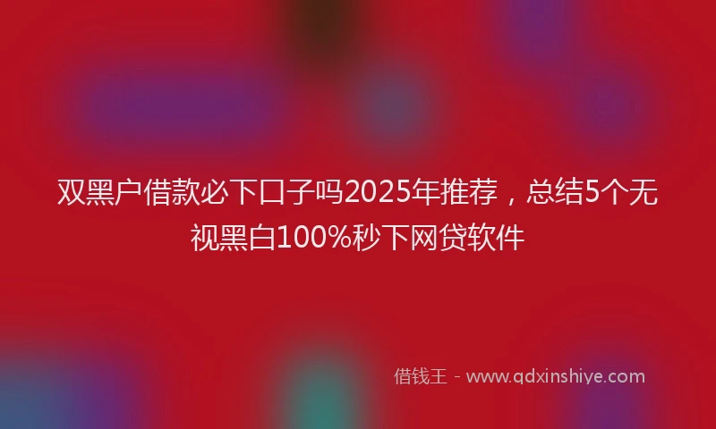 双黑户借款必下口子吗2025年推荐，总结5个无视黑白100%秒下网贷软件