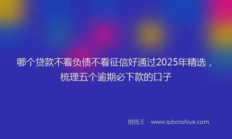 哪个贷款不看负债不看征信好通过2025年精选，梳理五个逾期必下款的口子