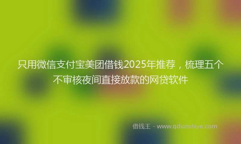 只用微信支付宝美团借钱2025年推荐，梳理五个不审核夜间直接放款的网贷软件