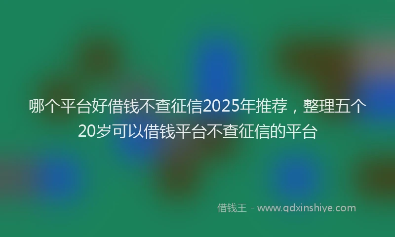 哪个平台好借钱不查征信2025年推荐，整理五个20岁可以借钱平台不查征信的平台
