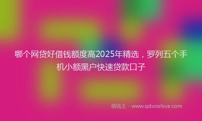 哪个网贷好借钱额度高2025年精选，罗列五个手机小额黑户快速贷款口子