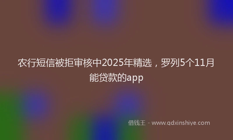 农行短信被拒审核中2025年精选，罗列5个11月能贷款的app