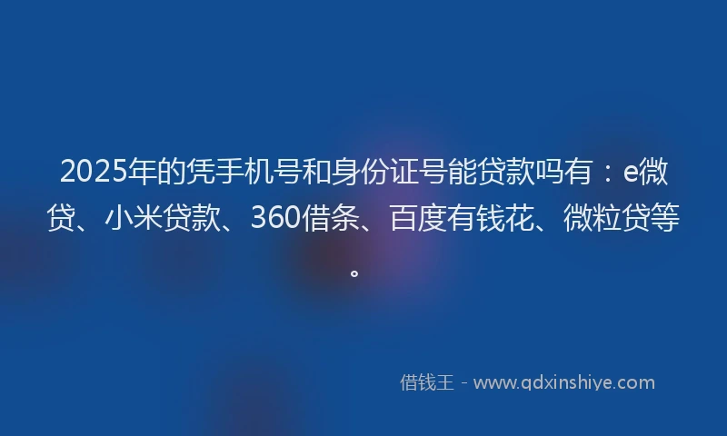 2025年的凭手机号和身份证号能贷款吗有：e微贷、小米贷款、360借条、百度有钱花、微粒贷等。