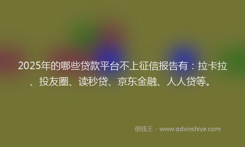 2025年的哪些贷款平台不上征信报告有：拉卡拉、投友圈、读秒贷、京东金融、人人贷等。