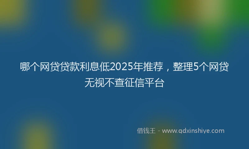 哪个网贷贷款利息低2025年推荐，整理5个网贷无视不查征信平台