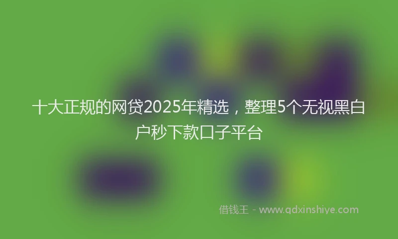 十大正规的网贷2025年精选，整理5个无视黑白户秒下款口子平台