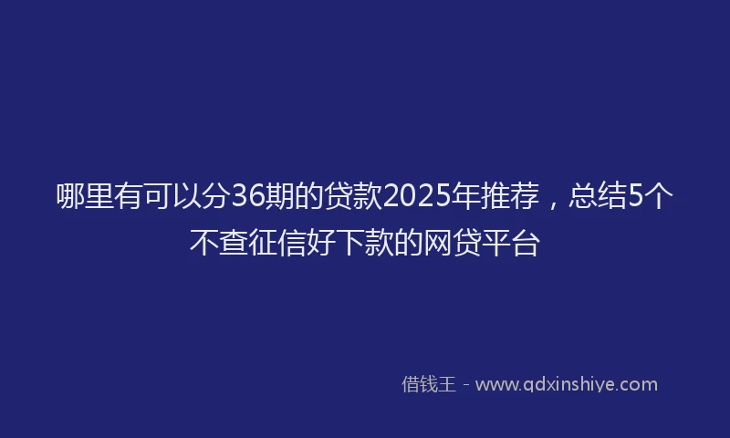 哪里有可以分36期的贷款2025年推荐，总结5个不查征信好下款的网贷平台