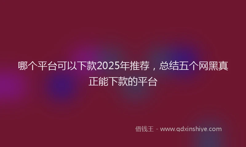 哪个平台可以下款2025年推荐，总结五个网黑真正能下款的平台