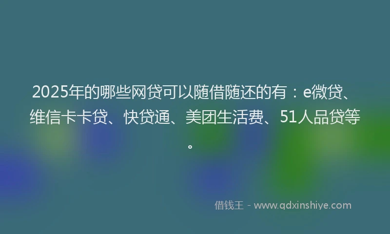 2025年的哪些网贷可以随借随还的有：e微贷、维信卡卡贷、快贷通、美团生活费、51人品贷等。