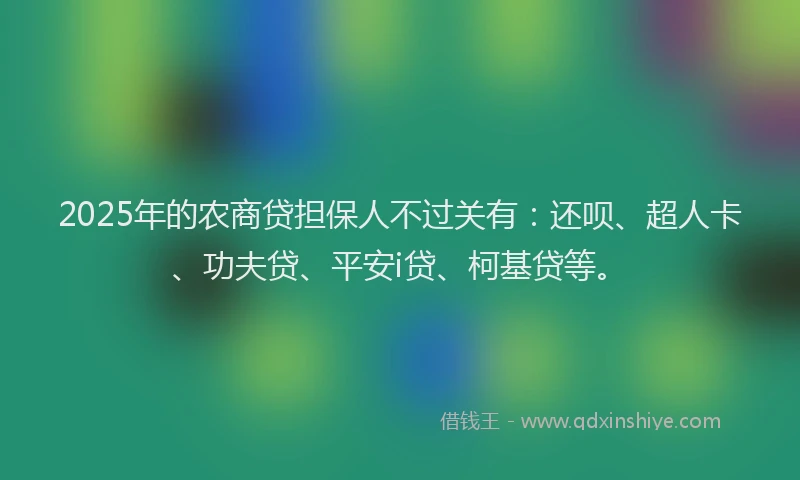 2025年的农商贷担保人不过关有：还呗、超人卡、功夫贷、平安i贷、柯基贷等。