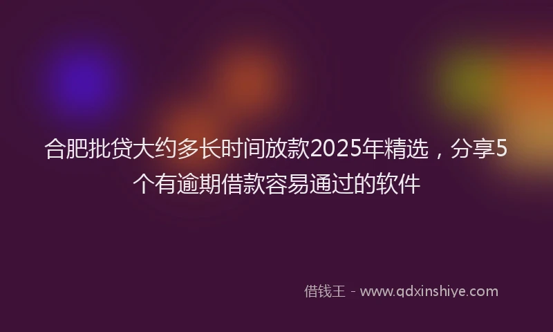 合肥批贷大约多长时间放款2025年精选，分享5个有逾期借款容易通过的软件