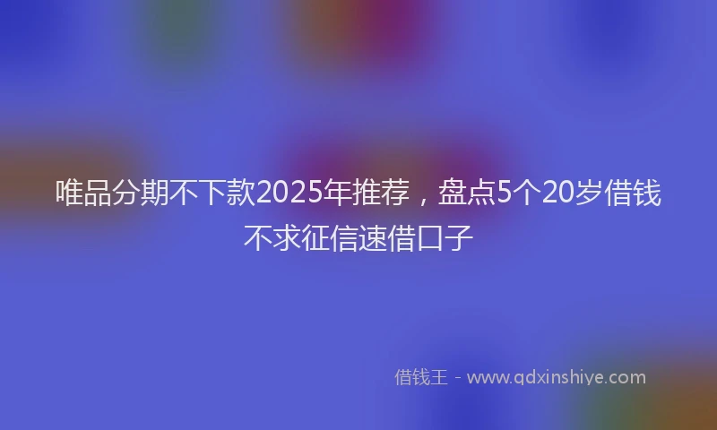 唯品分期不下款2025年推荐，盘点5个20岁借钱不求征信速借口子