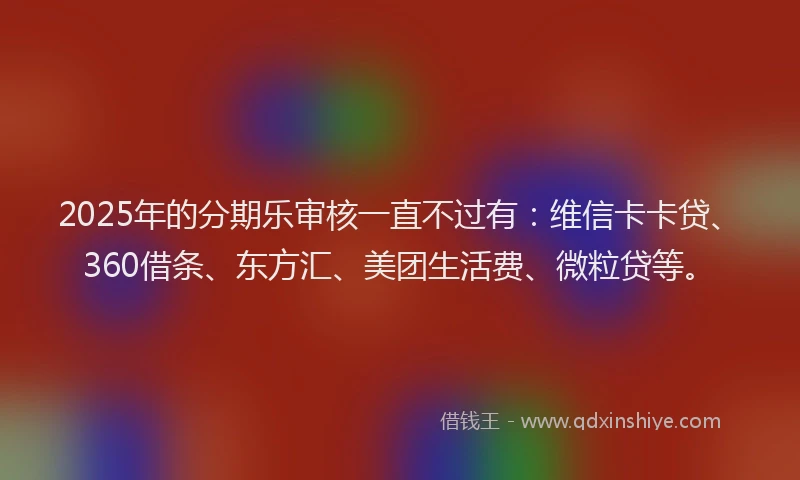 2025年的分期乐审核一直不过有：维信卡卡贷、360借条、东方汇、美团生活费、微粒贷等。