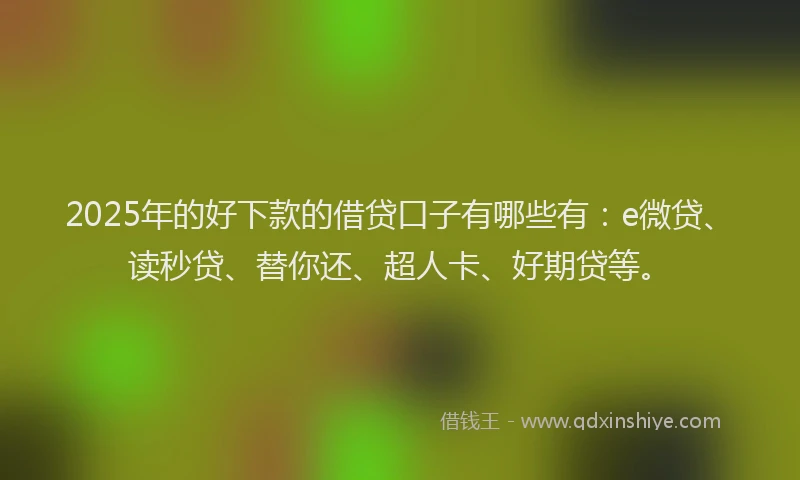 2025年的好下款的借贷口子有哪些有：e微贷、读秒贷、替你还、超人卡、好期贷等。