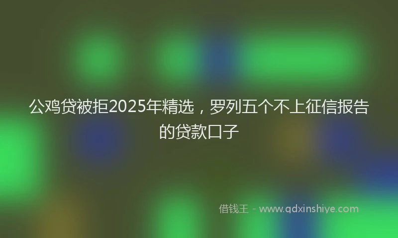 公鸡贷被拒2025年精选，罗列五个不上征信报告的贷款口子