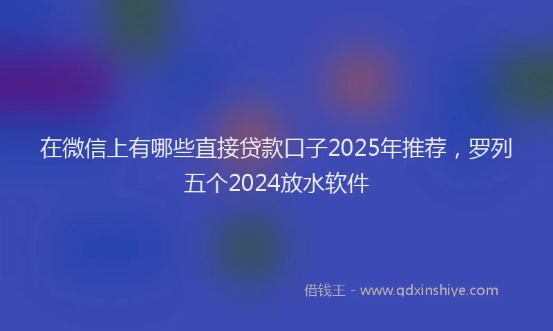 在微信上有哪些直接贷款口子2025年推荐，罗列五个2024放水软件