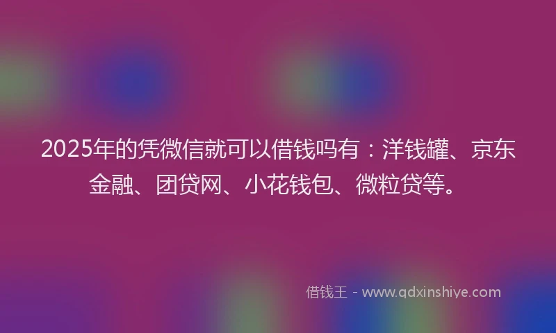2025年的凭微信就可以借钱吗有：洋钱罐、京东金融、团贷网、小花钱包、微粒贷等。