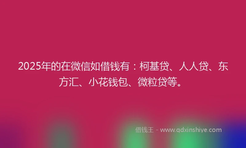 2025年的在微信如借钱有：柯基贷、人人贷、东方汇、小花钱包、微粒贷等。