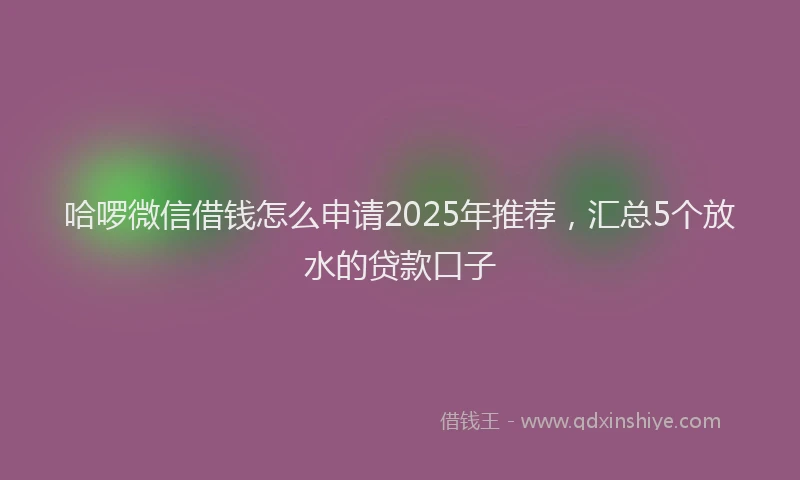 哈啰微信借钱怎么申请2025年推荐，汇总5个放水的贷款口子