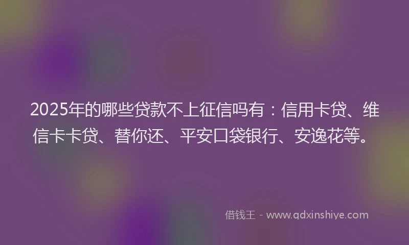 2025年的哪些贷款不上征信吗有：信用卡贷、维信卡卡贷、替你还、平安口袋银行、安逸花等。
