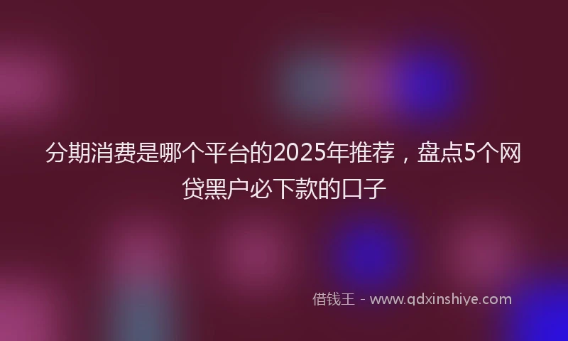 分期消费是哪个平台的2025年推荐，盘点5个网贷黑户必下款的口子