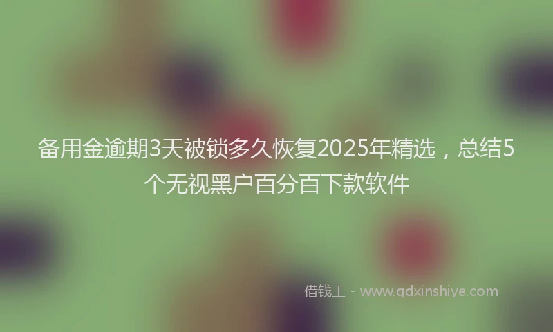 备用金逾期3天被锁多久恢复2025年精选，总结5个无视黑户百分百下款软件
