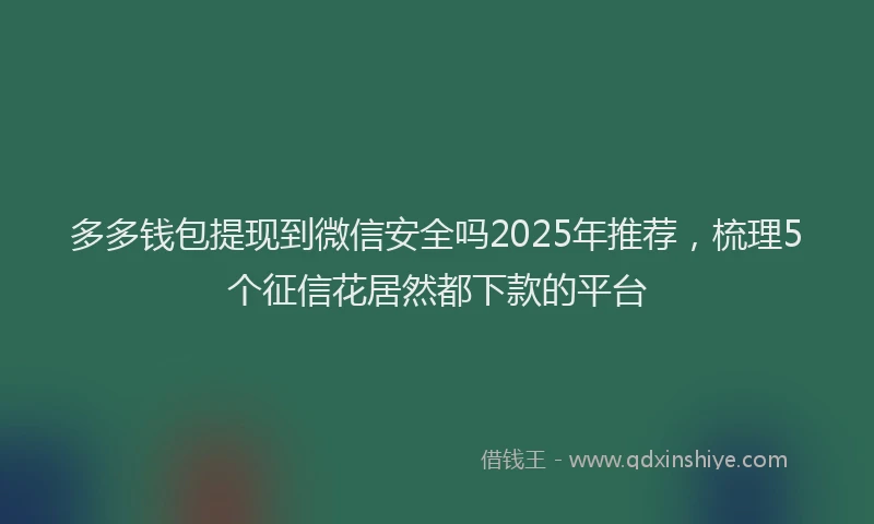 多多钱包提现到微信安全吗2025年推荐，梳理5个征信花居然都下款的平台