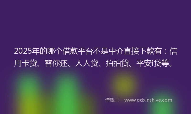 2025年的哪个借款平台不是中介直接下款有：信用卡贷、替你还、人人贷、拍拍贷、平安i贷等。