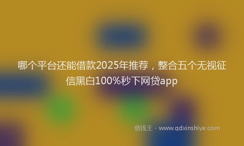哪个平台还能借款2025年推荐，整合五个无视征信黑白100%秒下网贷app