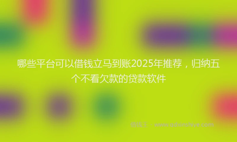 哪些平台可以借钱立马到账2025年推荐，归纳五个不看欠款的贷款软件