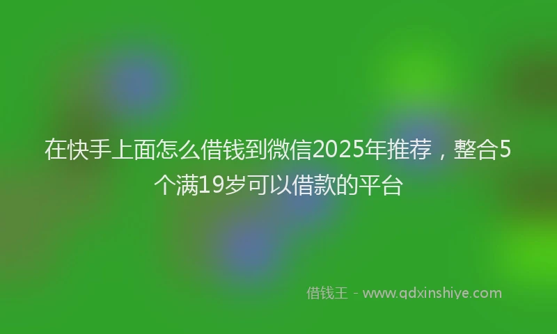 在快手上面怎么借钱到微信2025年推荐，整合5个满19岁可以借款的平台