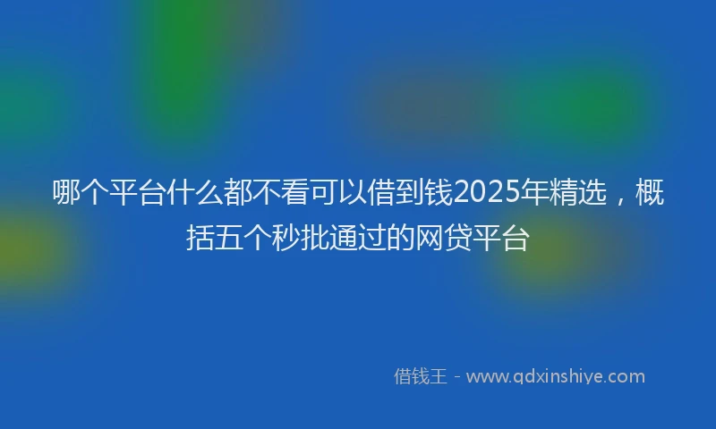 哪个平台什么都不看可以借到钱2025年精选，概括五个秒批通过的网贷平台