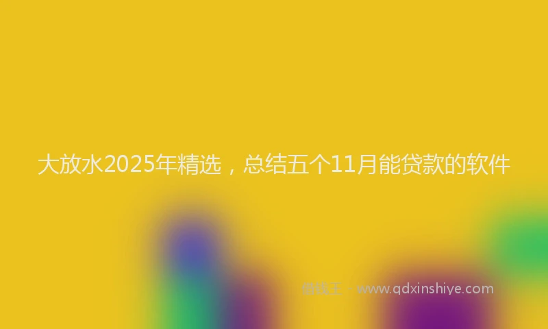 大放水2025年精选，总结五个11月能贷款的软件