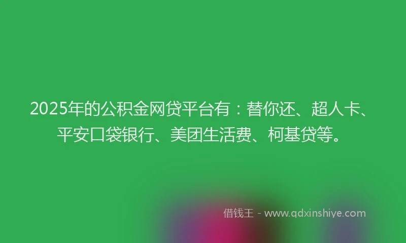 2025年的公积金网贷平台有：替你还、超人卡、平安口袋银行、美团生活费、柯基贷等。