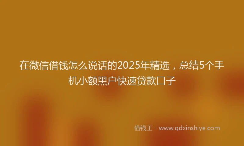 在微信借钱怎么说话的2025年精选，总结5个手机小额黑户快速贷款口子