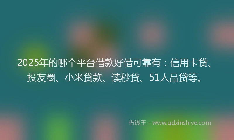 2025年的哪个平台借款好借可靠有：信用卡贷、投友圈、小米贷款、读秒贷、51人品贷等。
