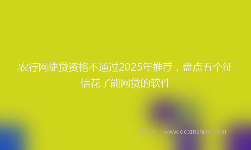 农行网捷贷资格不通过2025年推荐，盘点五个征信花了能网贷的软件
