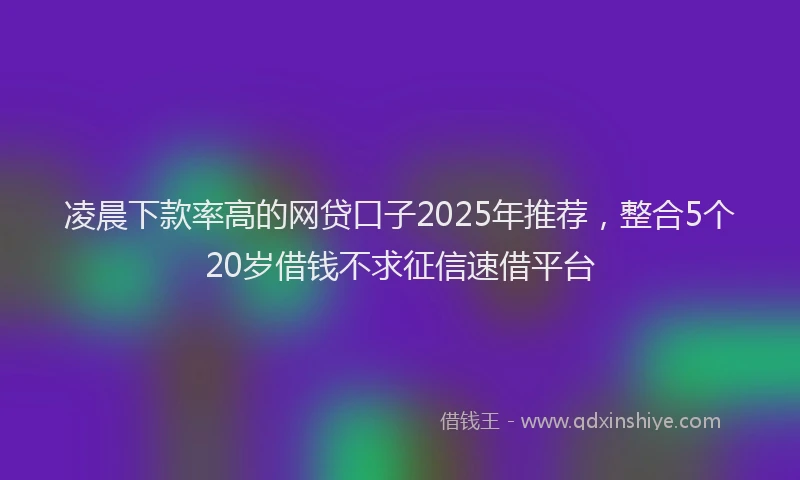 凌晨下款率高的网贷口子2025年推荐，整合5个20岁借钱不求征信速借平台
