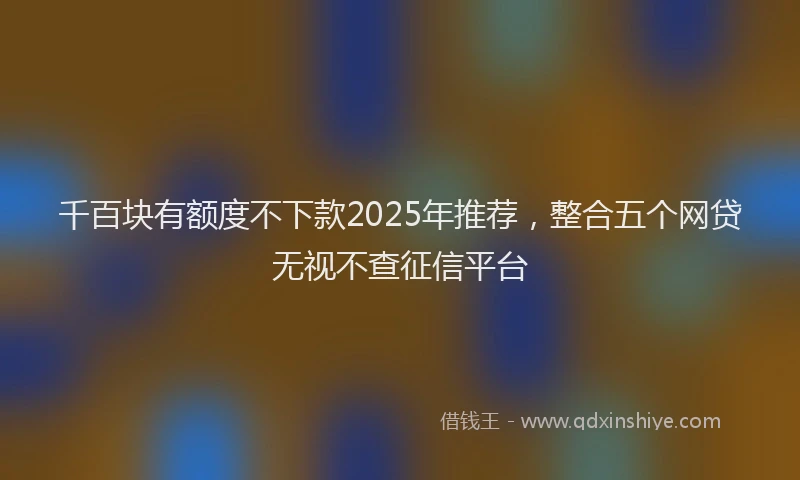 千百块有额度不下款2025年推荐，整合五个网贷无视不查征信平台