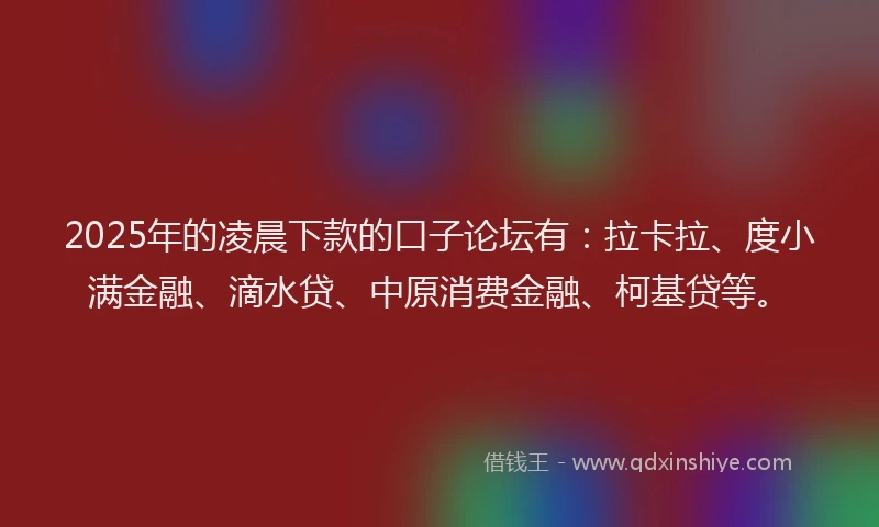 2025年的凌晨下款的口子论坛有：拉卡拉、度小满金融、滴水贷、中原消费金融、柯基贷等。