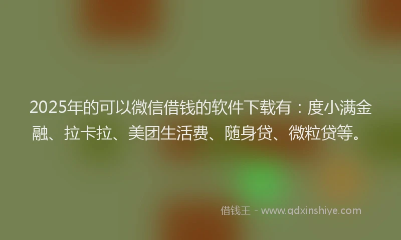 2025年的可以微信借钱的软件下载有：度小满金融、拉卡拉、美团生活费、随身贷、微粒贷等。