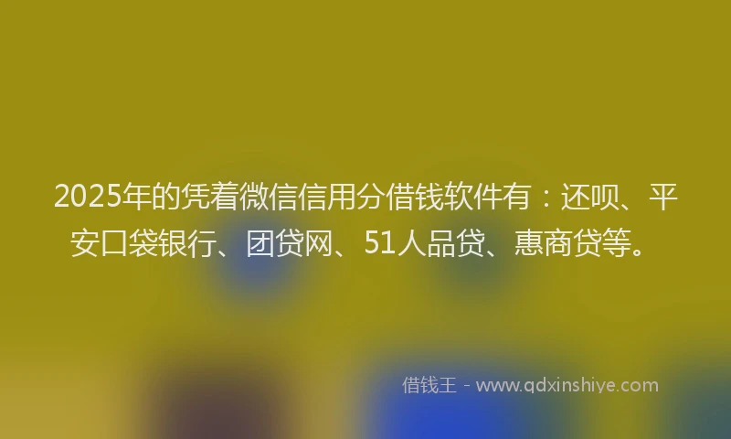2025年的凭着微信信用分借钱软件有：还呗、平安口袋银行、团贷网、51人品贷、惠商贷等。